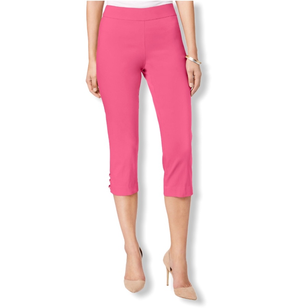 JM Collection Petite Lattice-Hem Capri Pan…